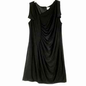 Ruched Draped Front Midi Dress Plus Size 2x Black